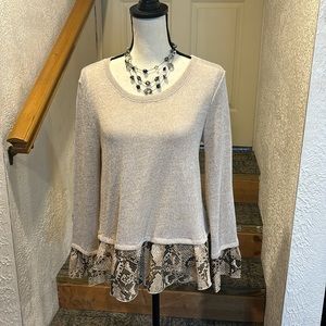 Boutique Top Snake Print Ruffle